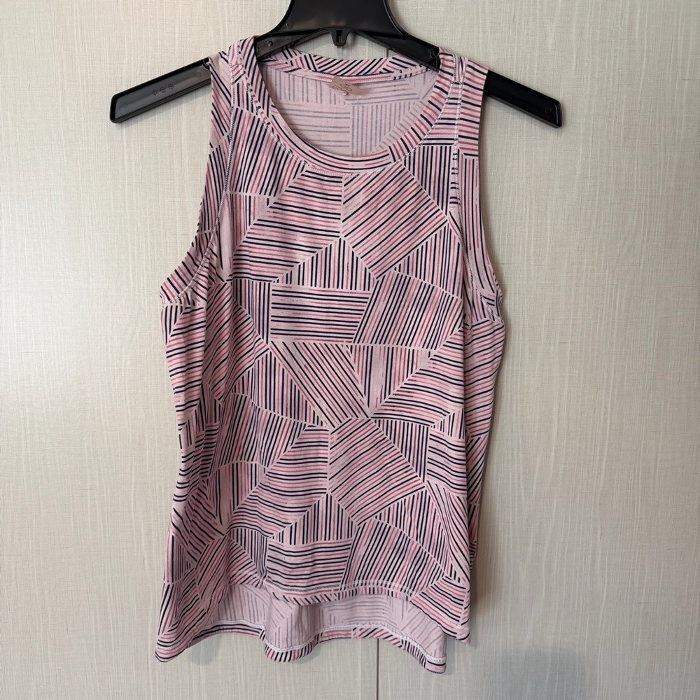 CALIA by Carrie Underwood Geometric Pink and Black Tank Top